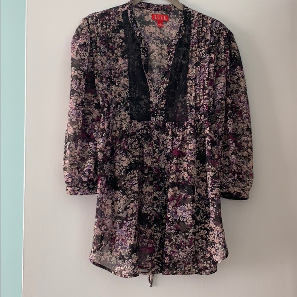 Elle long sleeve sheer blouse (size Medium)